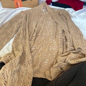 Tan woven cardigan